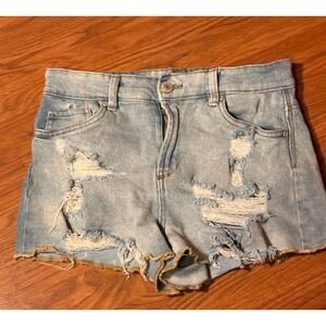 Blu[edit] Denim Shorts Women 3/26W Light Blue Good Distressed High Waist Shortie
